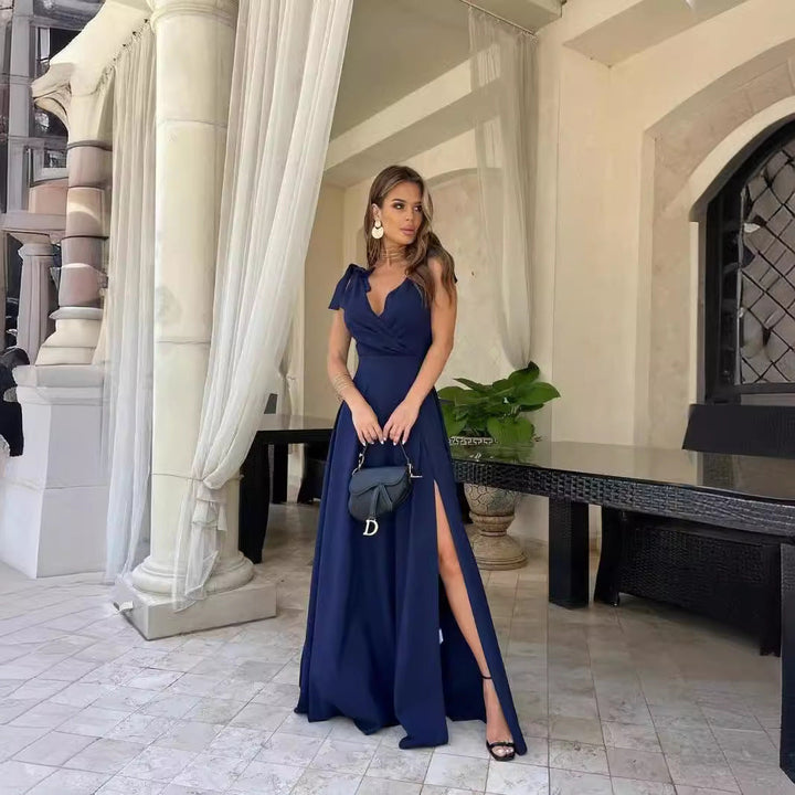 W&W Mode | Abendkleid Langer Plissierter Einfarbiger