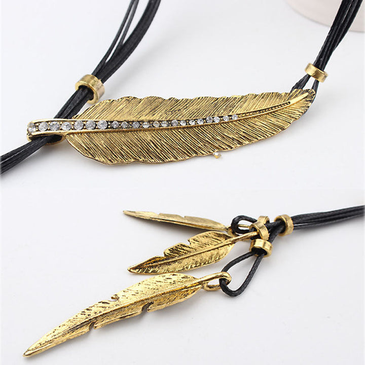 W&W Mode | Goldene Feder Halskette Im Boho Stil