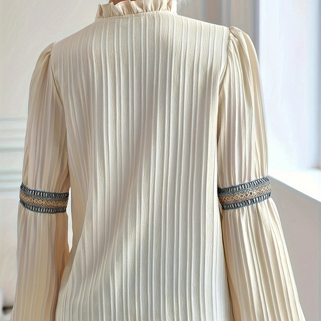 W&W Mode Spitzen-Patchwork-Shirt mit V-Ausschnitt