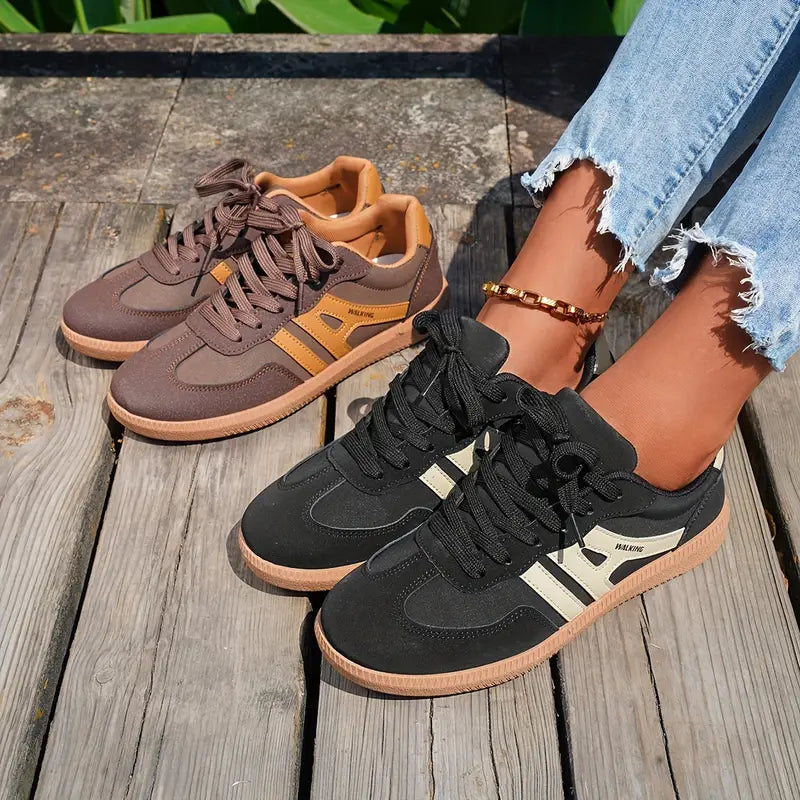 W&W Mode | Damen Lässige Turnschuhe Mit Niedrigem Absatz, Schnürung Mode Schuhe