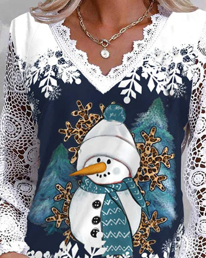 W&W Mode | Christme Schneemannmuster-Hemd