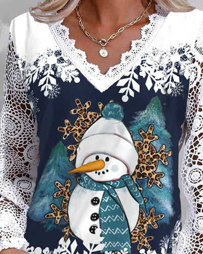 W&W Mode | Christme Schneemannmuster-Hemd