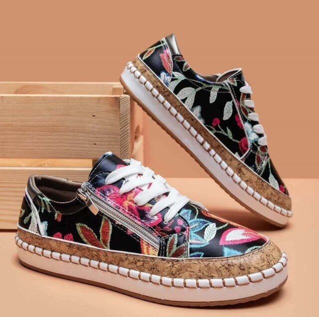 W&W Mode | Floral Orthopädische Reißverschluss Sneaker