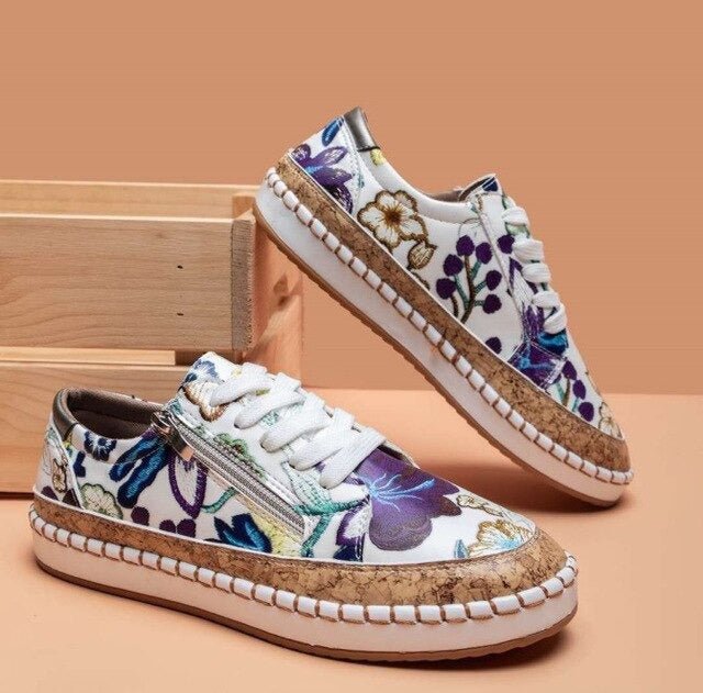 W&W Mode | Floral Orthopädische Reißverschluss Sneaker