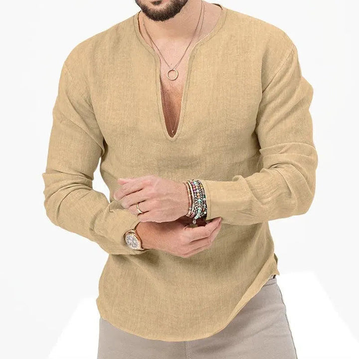 W&W Mode | Herren Leinen Langarmhemd