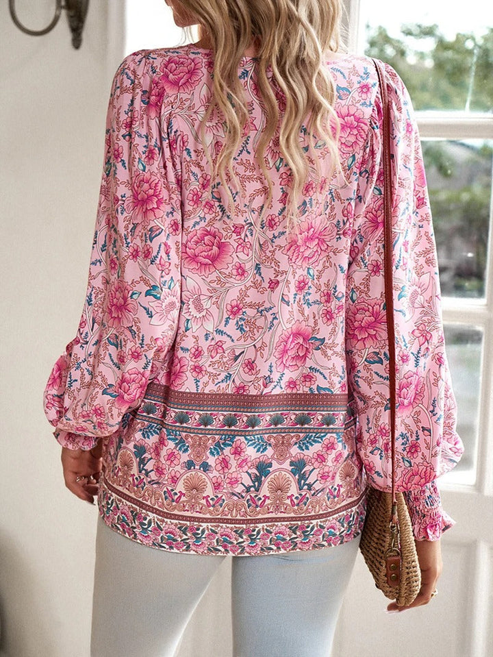 W&W Mode | Lässiges Bedrucktes Langarmshirt mit V-ausschnitt für Einen Modischen Look
