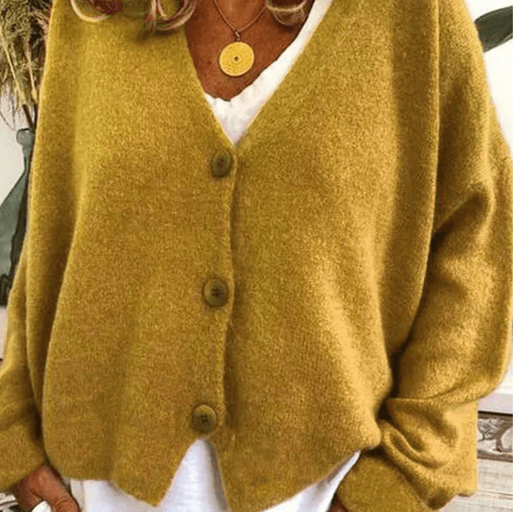 W&W Mode | Bequemer V-Ausschnitt Strickjacke Damen Pullover Strickweste Weicher Stoff