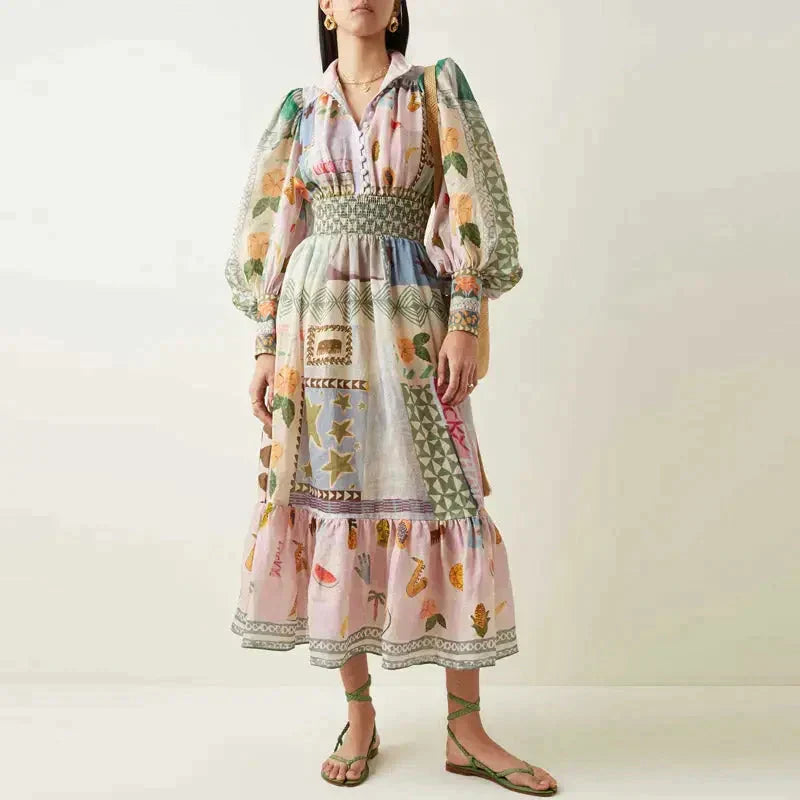 W&W Mode | Böhmisches Maxikleid mit Patchwork und Fruchtmotiven