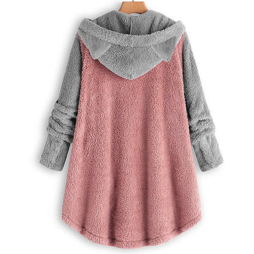 W&W Mode - Damen-Fleece-Sweatshirt Mit Katzenohren Und Abgesetzten Ärmeln