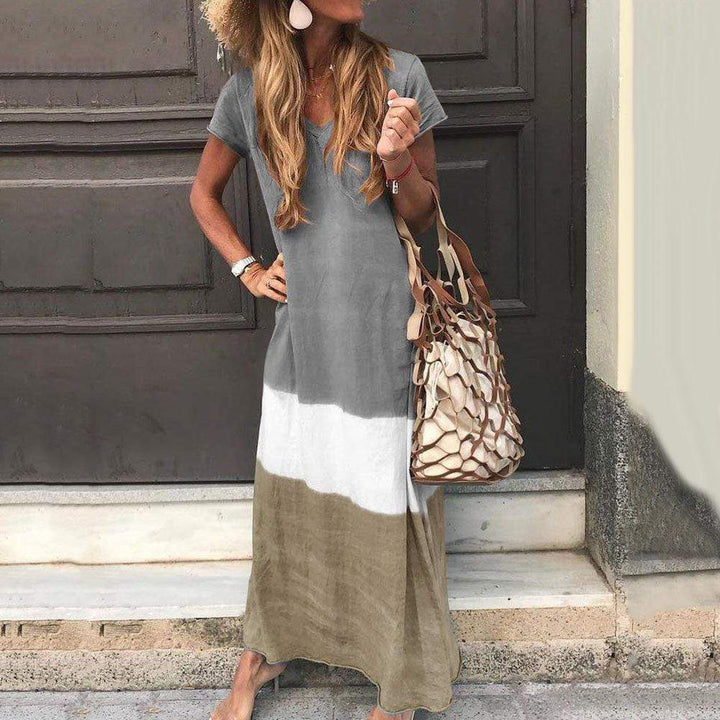 W&W Mode | Lässiges Bohemian Mehrfarbiges Maxi Kleid