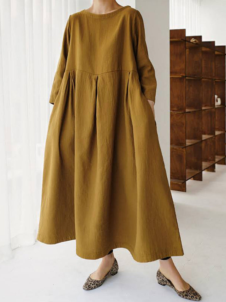 W&W Mode | Lockeres Leinenkleid mit Seitentaschen
