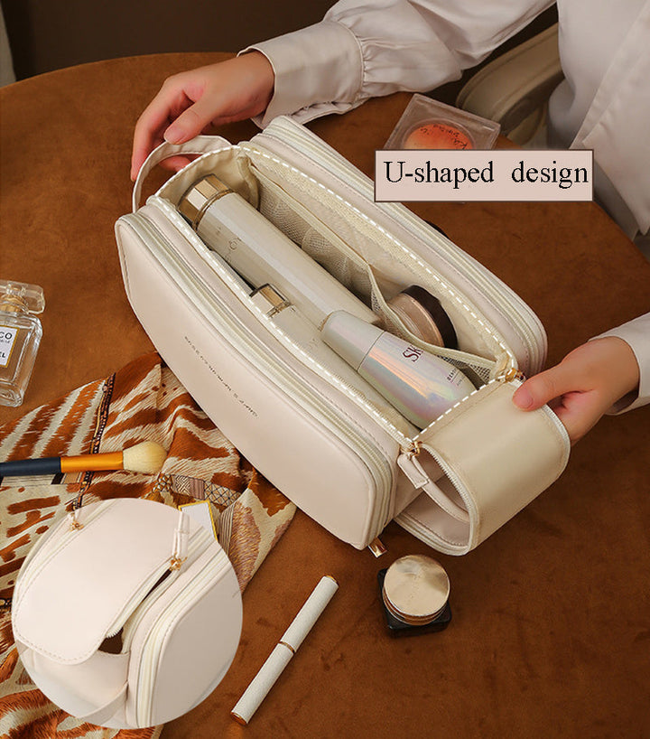 W&W Mode PU-Leder Kosmetiktasche mit U-förmigem Design