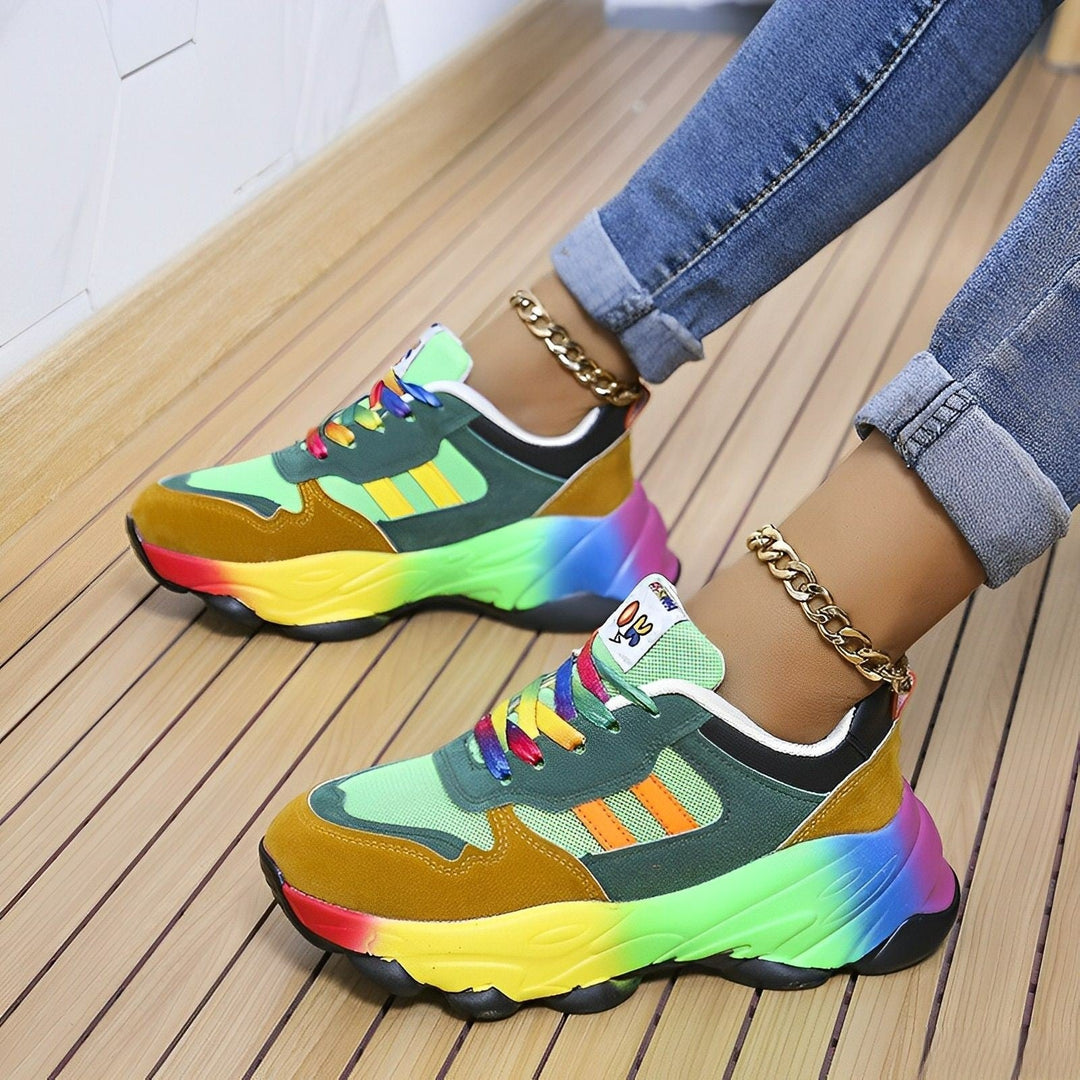 W&W Mode - bunte klobige Turnschuhe für Damen | Multicolor Design Sneaker Damen
