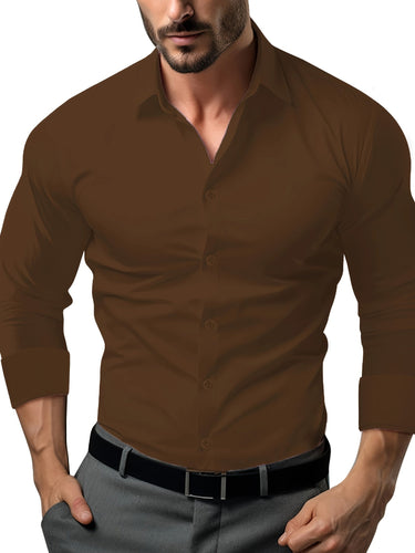 W&W Mode | Slim Fit Einfarbiges Baumwollhemd