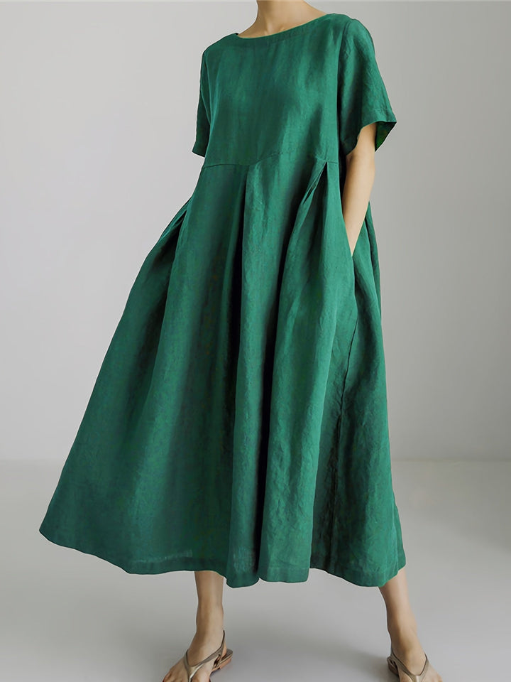 W&W Mode | Damen Einfarbiges Leinenkleid Kleid