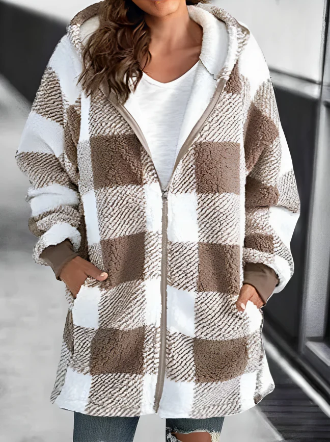 W&W Mode | Karo-Hoodie-Jacke Für Frauen