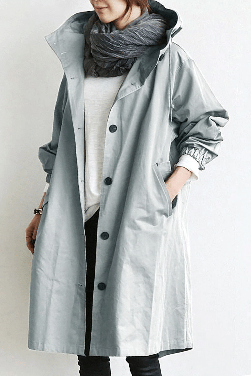 W&W Mode | Warm Grossknöpfte Regnejacke Mit
