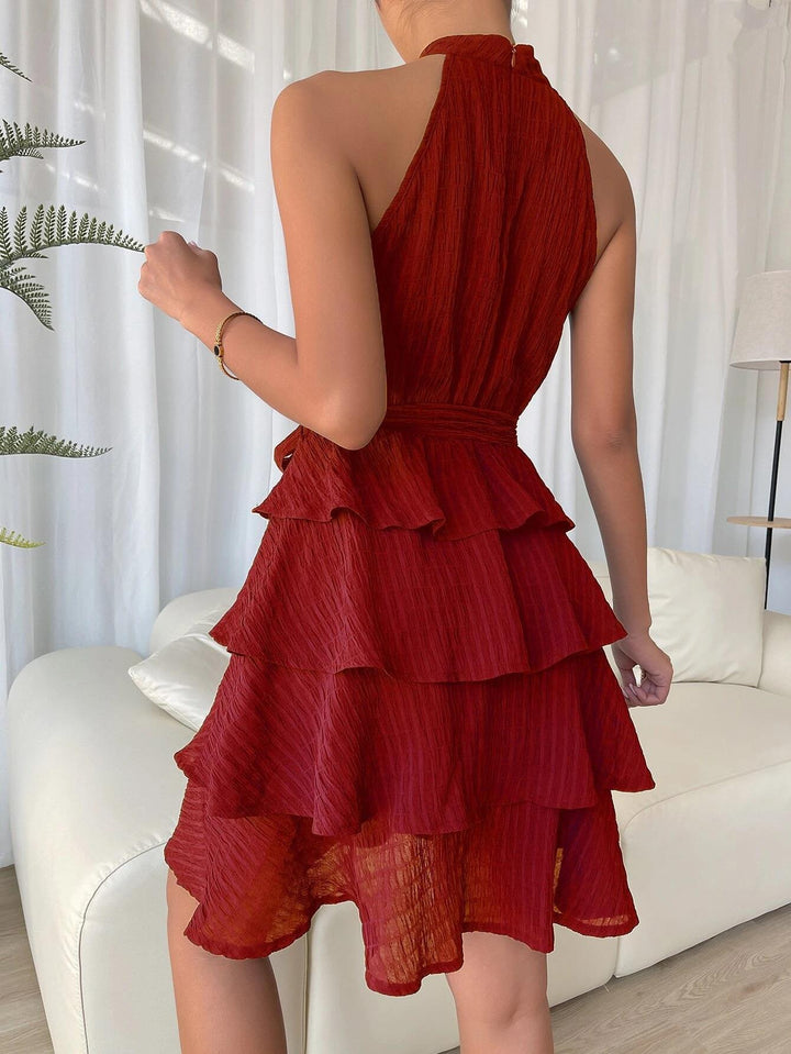 W&W Mode | Ärmelloses Rüschen Halterkleid Für Frauen