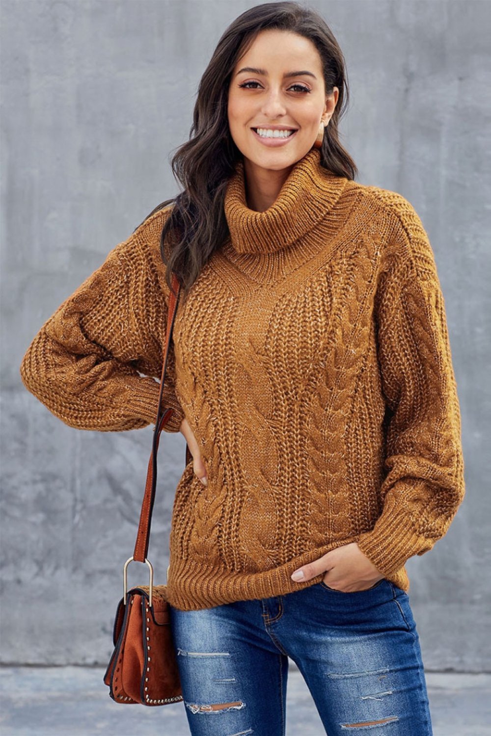 W&W Mode Kabel Rollkragen Warmer Pullover