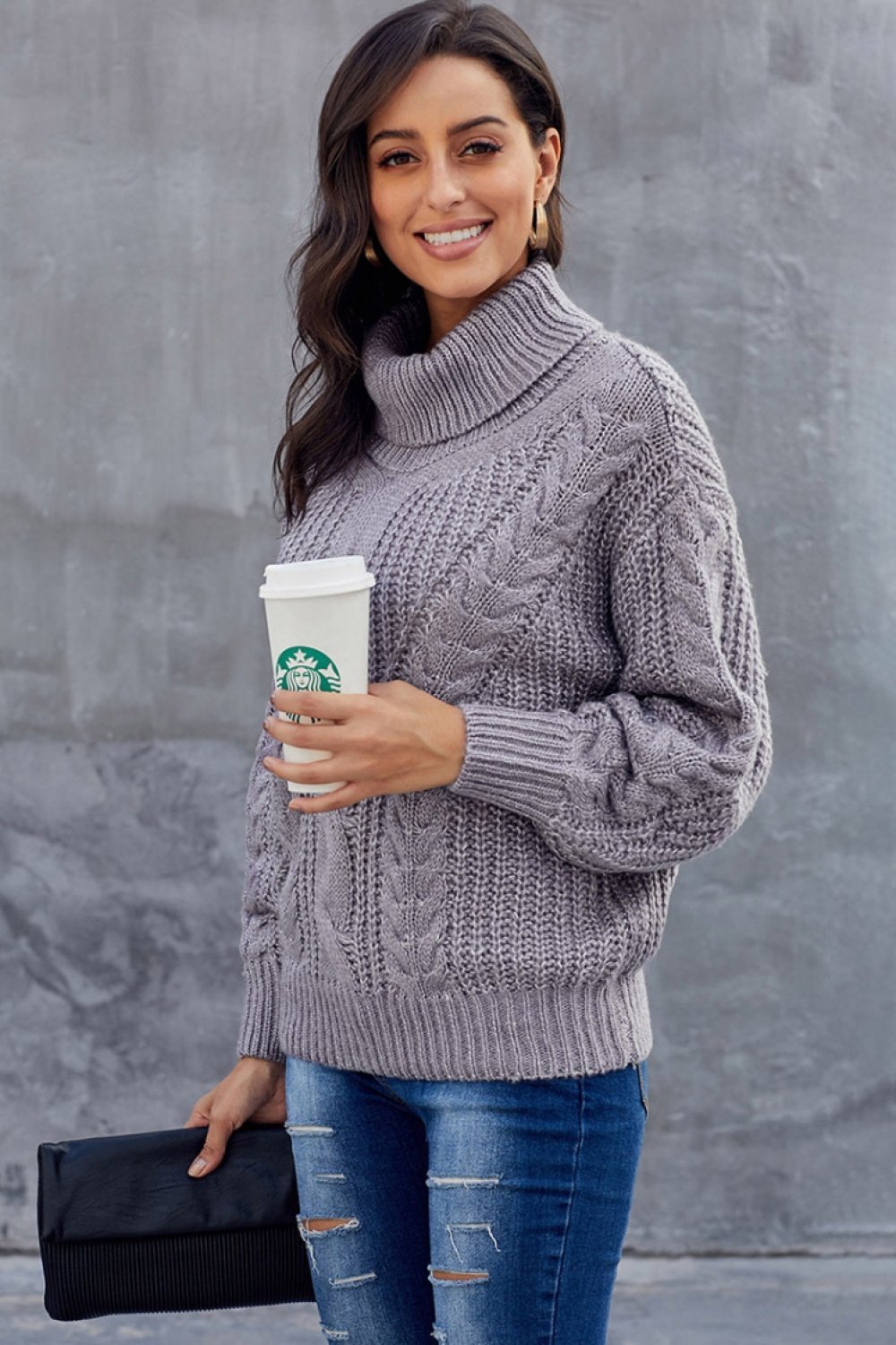 W&W Mode Kabel Rollkragen Warmer Pullover