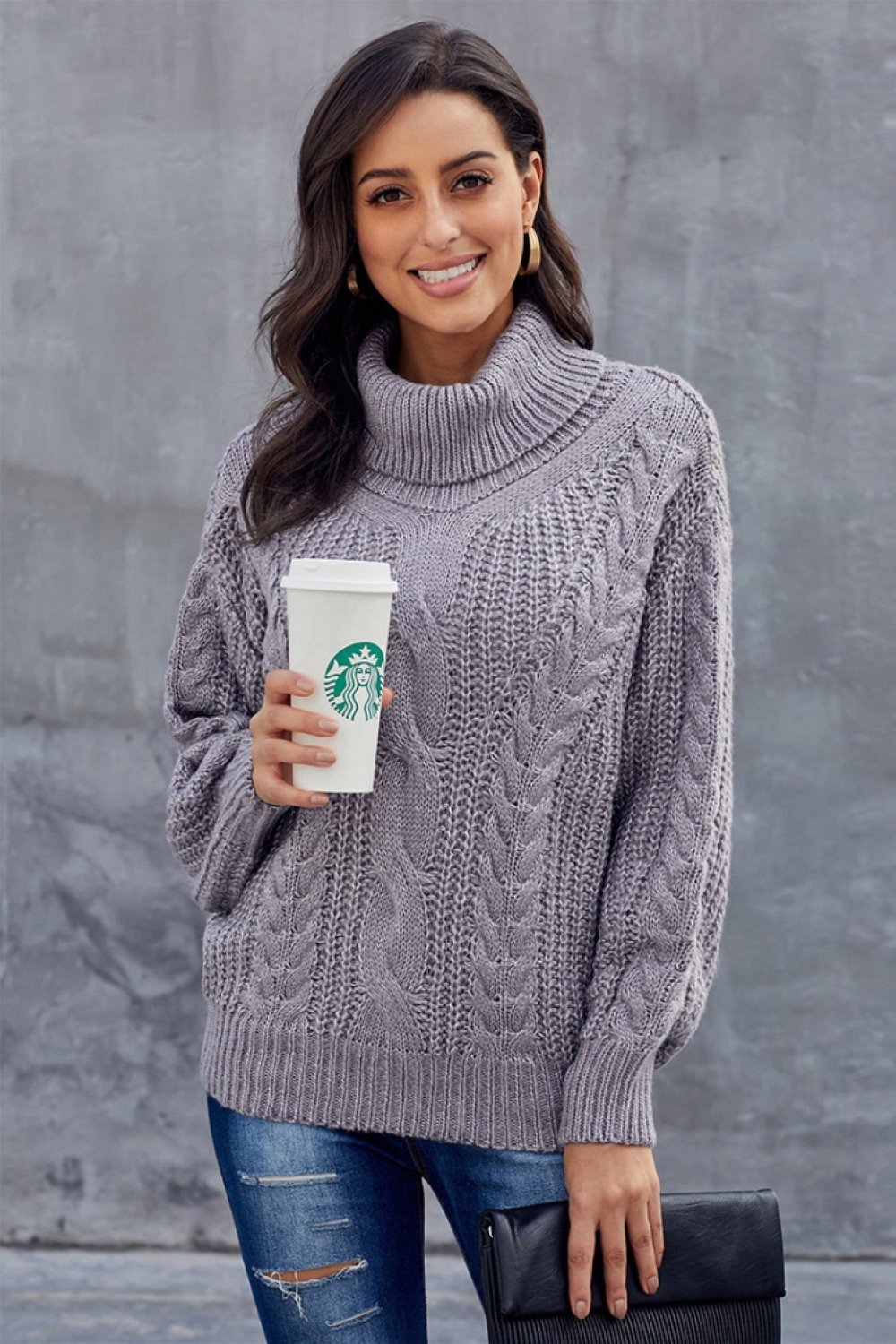 W&W Mode Kabel Rollkragen Warmer Pullover