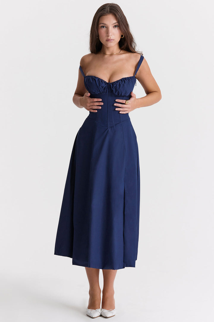 W&W Mode - Midikleid mit tailliertem Oberteil und ausgestelltem Rock | Minikleid mit Spaghettiträgern