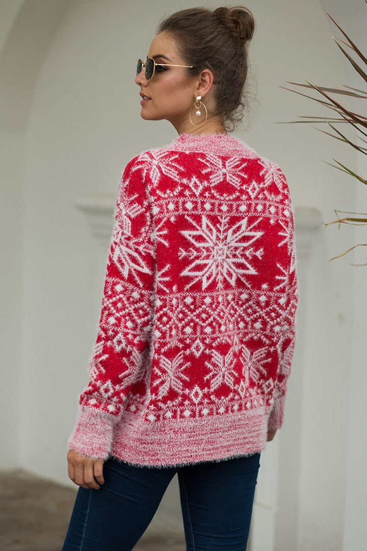 W&W Mode Weihnachts-Schneeflocken-Plüsch-Pullover