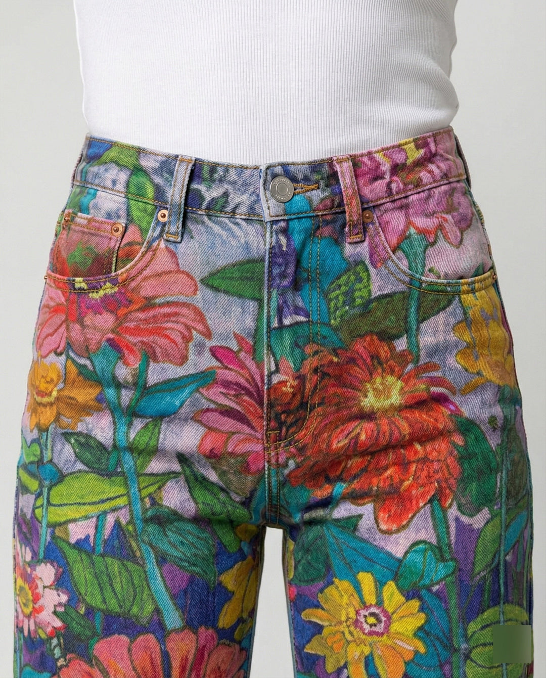 W&W Mode - Modische Jeans, Mit Auffälligem Blumenprint