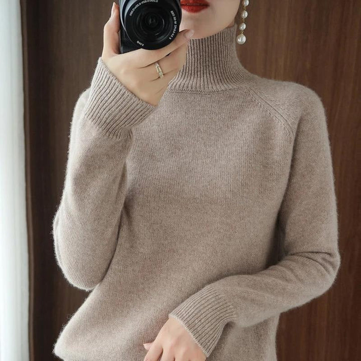 W&W Mode | warmer Strickpullover mit hohem Kragen für Damen