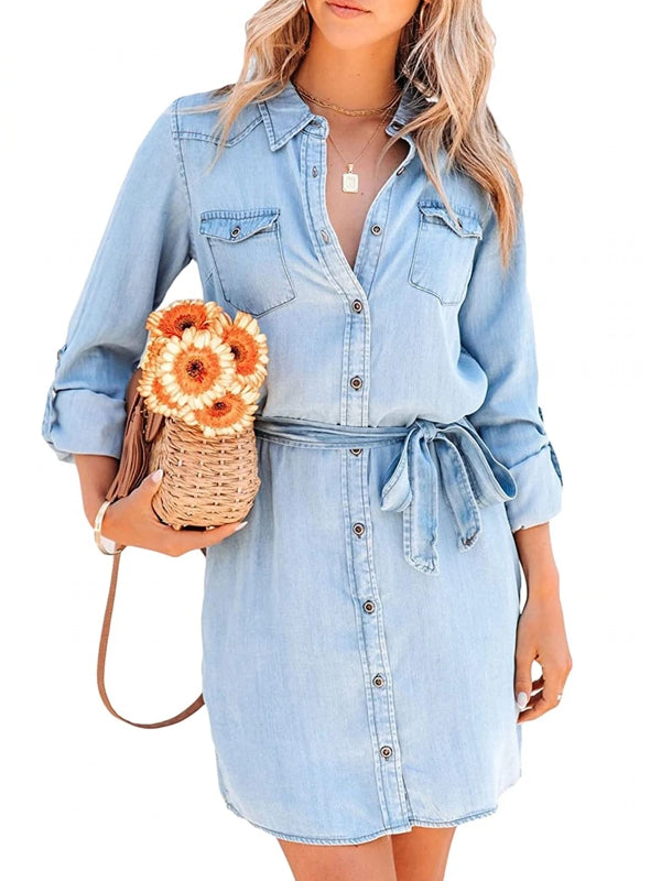 W&W Mode | Mode Frauen Entspanntes Denim Kleid