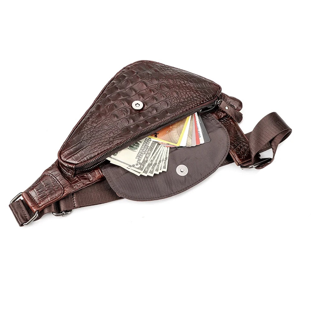 Leder-Umhängetasche mit Innentaschen und Handytasche