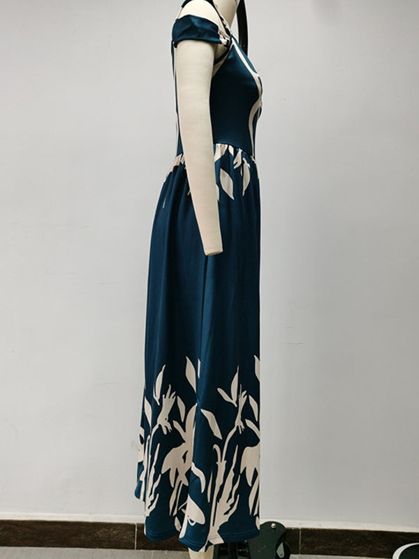 W&W Mode | Elegantes Off-Shoulder Büro Damen Langes Kleid