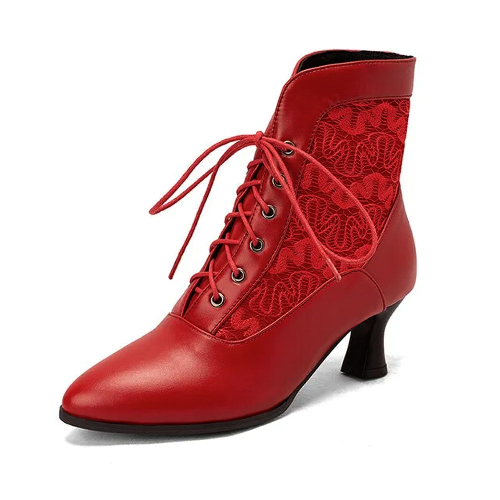 W&W Mode | Damen Stiefeletten Leder Schnürschuhe Moderne Schuhe