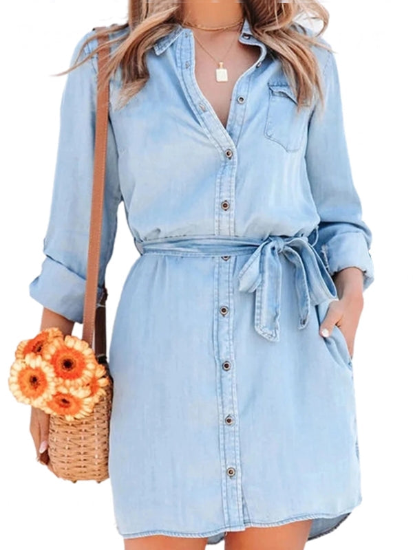 W&W Mode | Mode Frauen Entspanntes Denim Kleid
