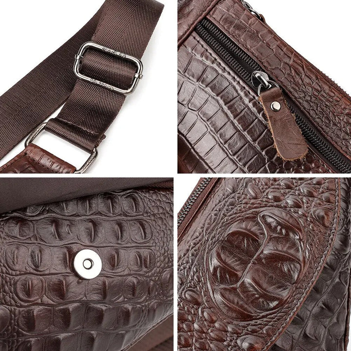 Leder-Umhängetasche mit Innentaschen und Handytasche