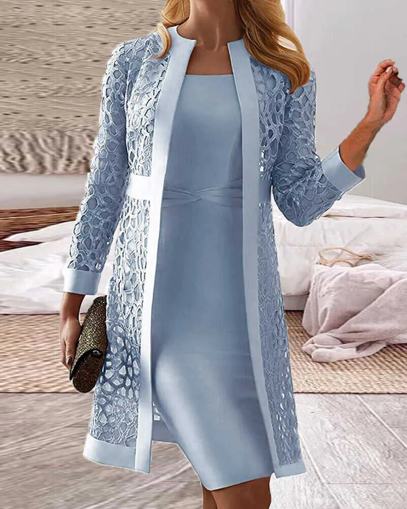 W&W Mode | Zweiteiliges Kleid mit Spitzenjacke für Frauen