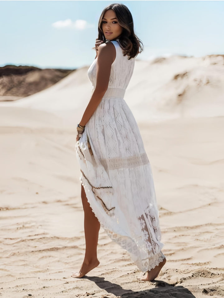 Soléa™ – Sommerliches Maxikleid im Boho-Stil mit Spitze & Schlitz