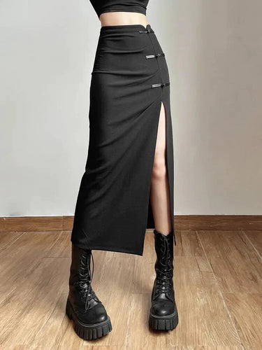 Damen-Rock mit Schlitz aus Polyester-Spandex-Mix