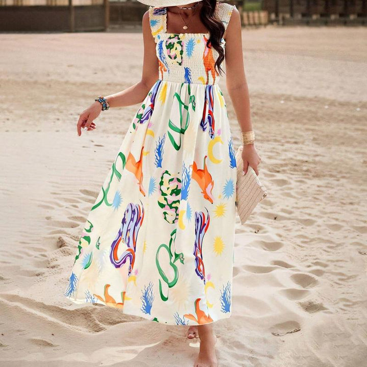 W&W Mode Strandkleid | Farbenfrohes Maxi-Sommerkleid