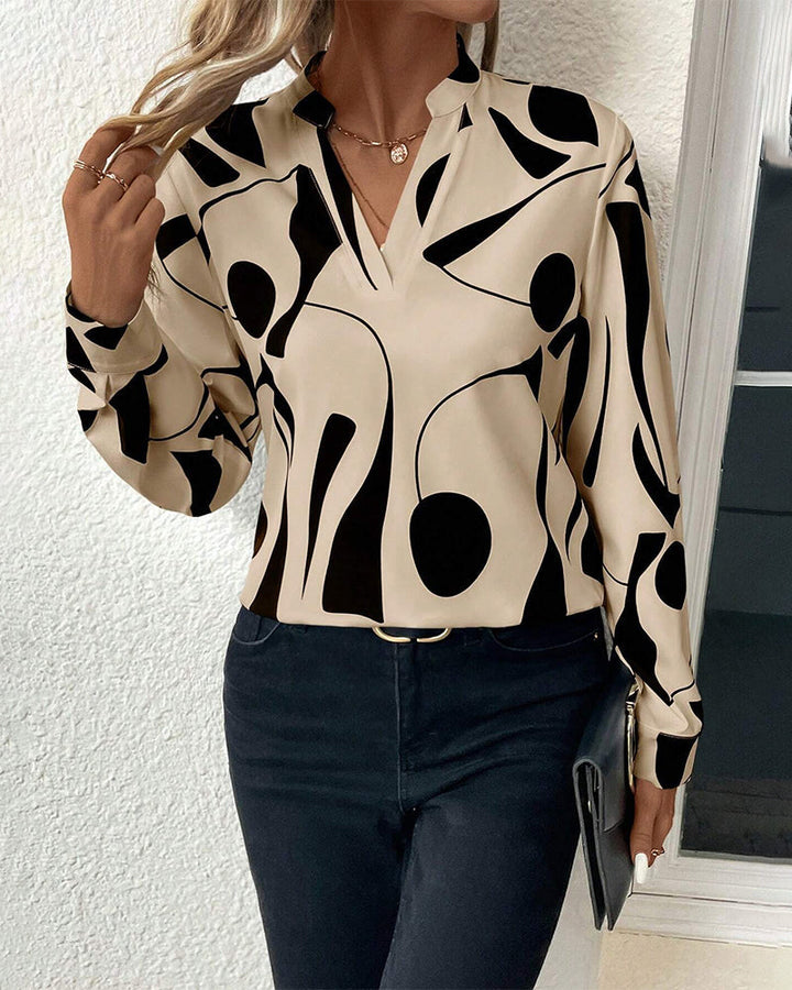 W&W Mode Blouse | Trendige stylische Bluse mit Luxusmotiv mit langen Ärmeln