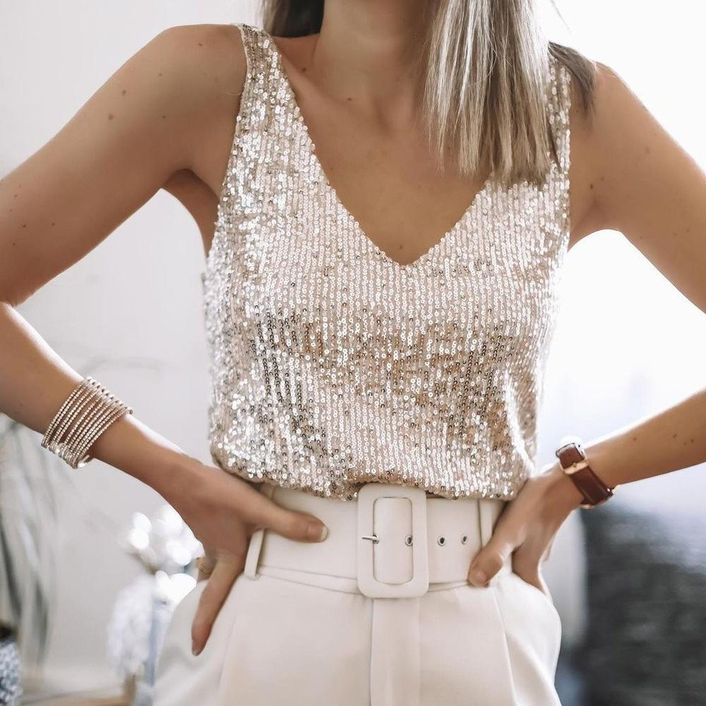 W&W Mode | Damen Festliche Oberteile Glitzer Top