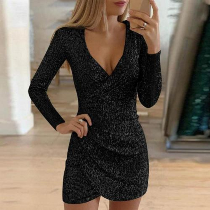 W&W Mode | Damen Pailletten Wickelkleid Mini