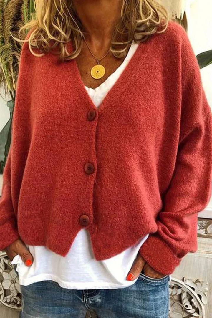 W&W Mode | Damen Strickjacke Kurz Rot