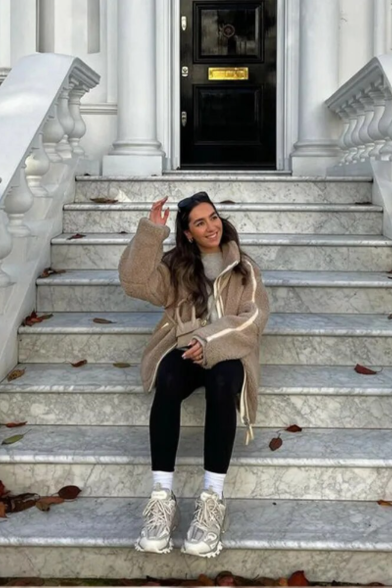 Damen-Teddyjacke in Weiß mit weicher, kuscheliger Struktur