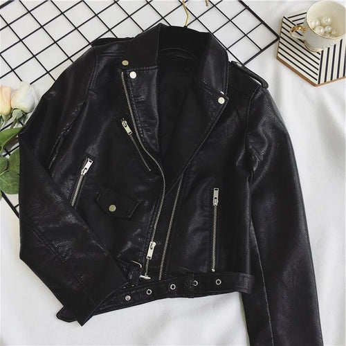 W&W Mode - Coole PU-Lederjacke mit Nieten-Gürtel