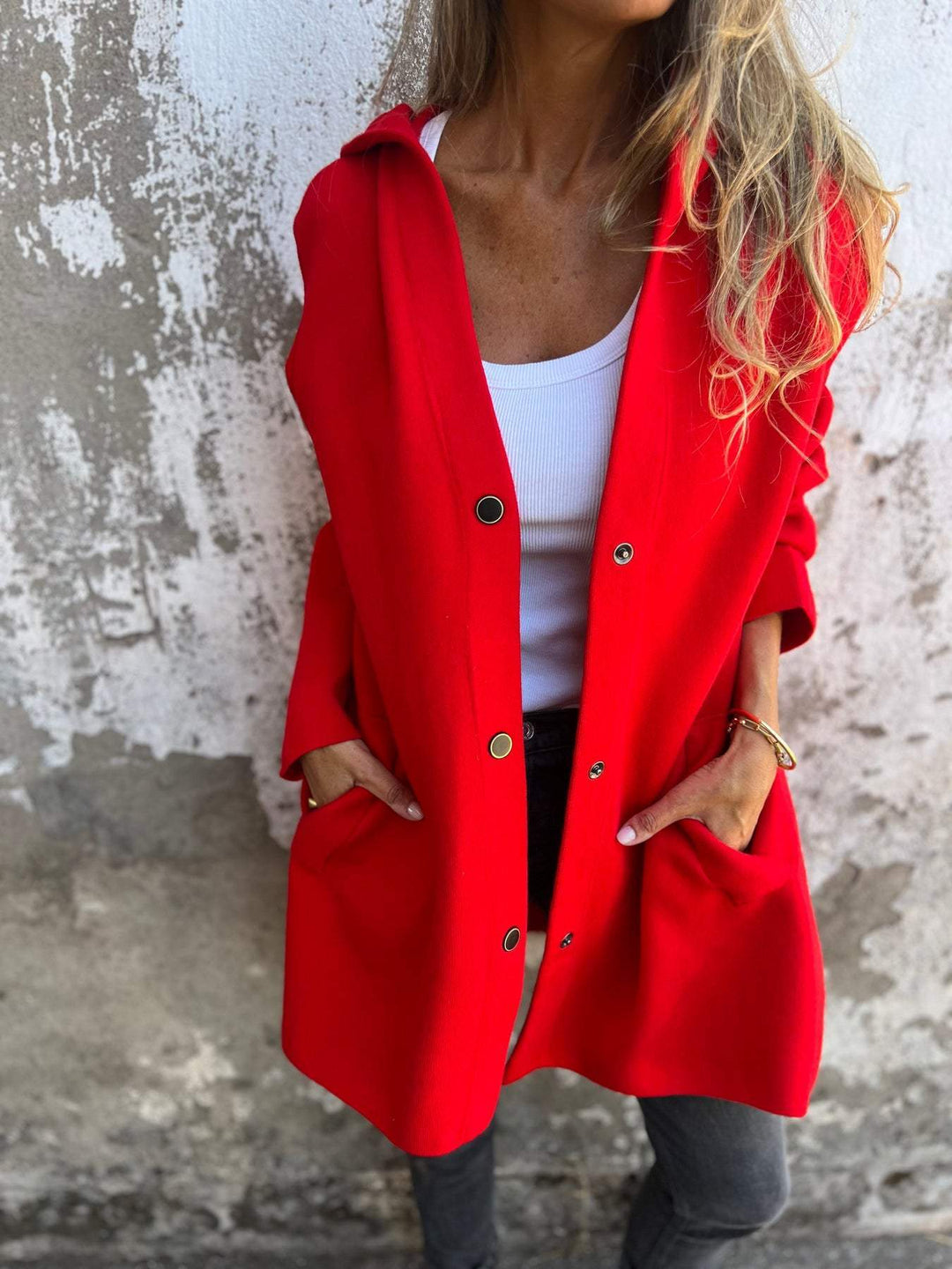 W&W Mode - Lässige Einreiher Blazer Mit Kapuze