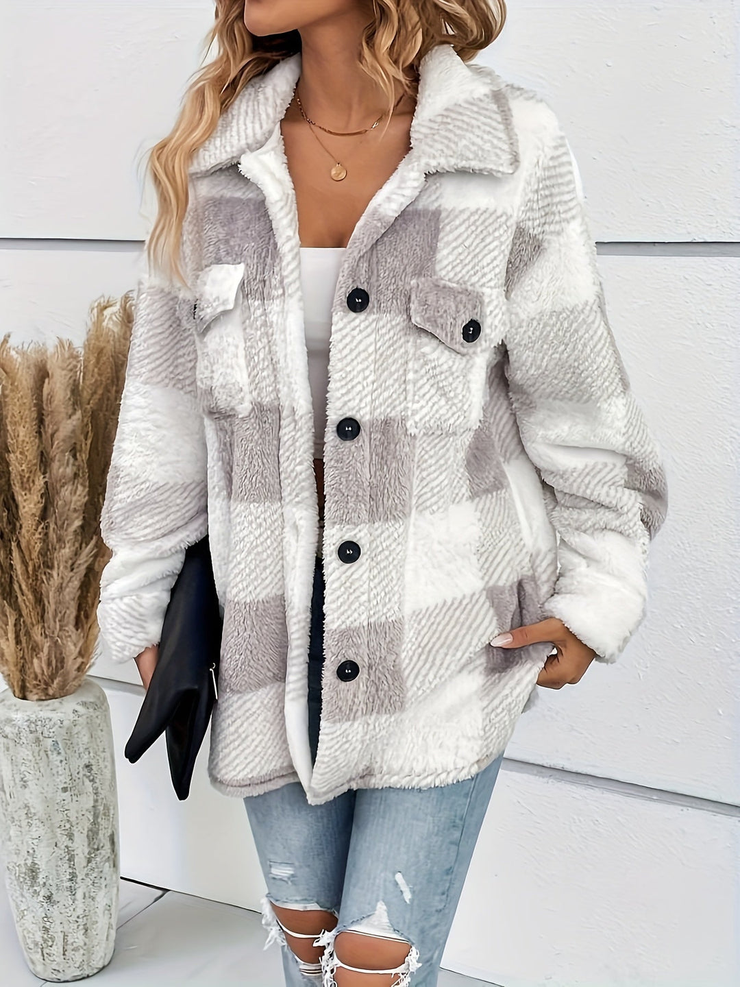 W&W Mode - Gemütliche, Karierte Freizeitjacke Mit Knopfleiste