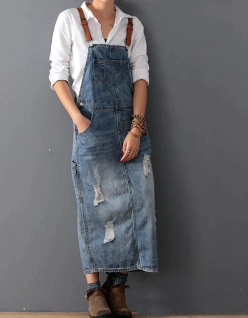 W&W Mode | Stilvolles Weinlese Denim Kleid