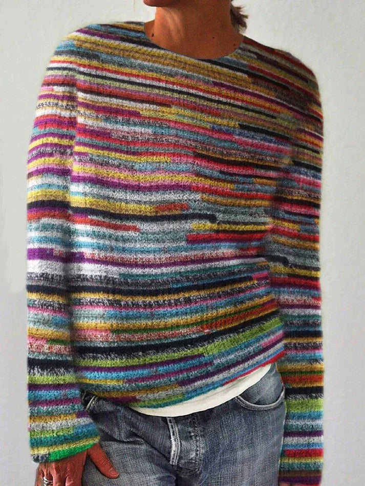 W&W Mode - Einzigartiger gestreifter Pullover mit langen Ärmeln