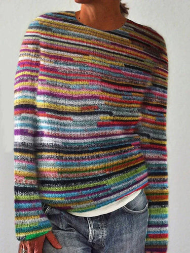 W&W Mode - Einzigartiger gestreifter Pullover mit langen Ärmeln